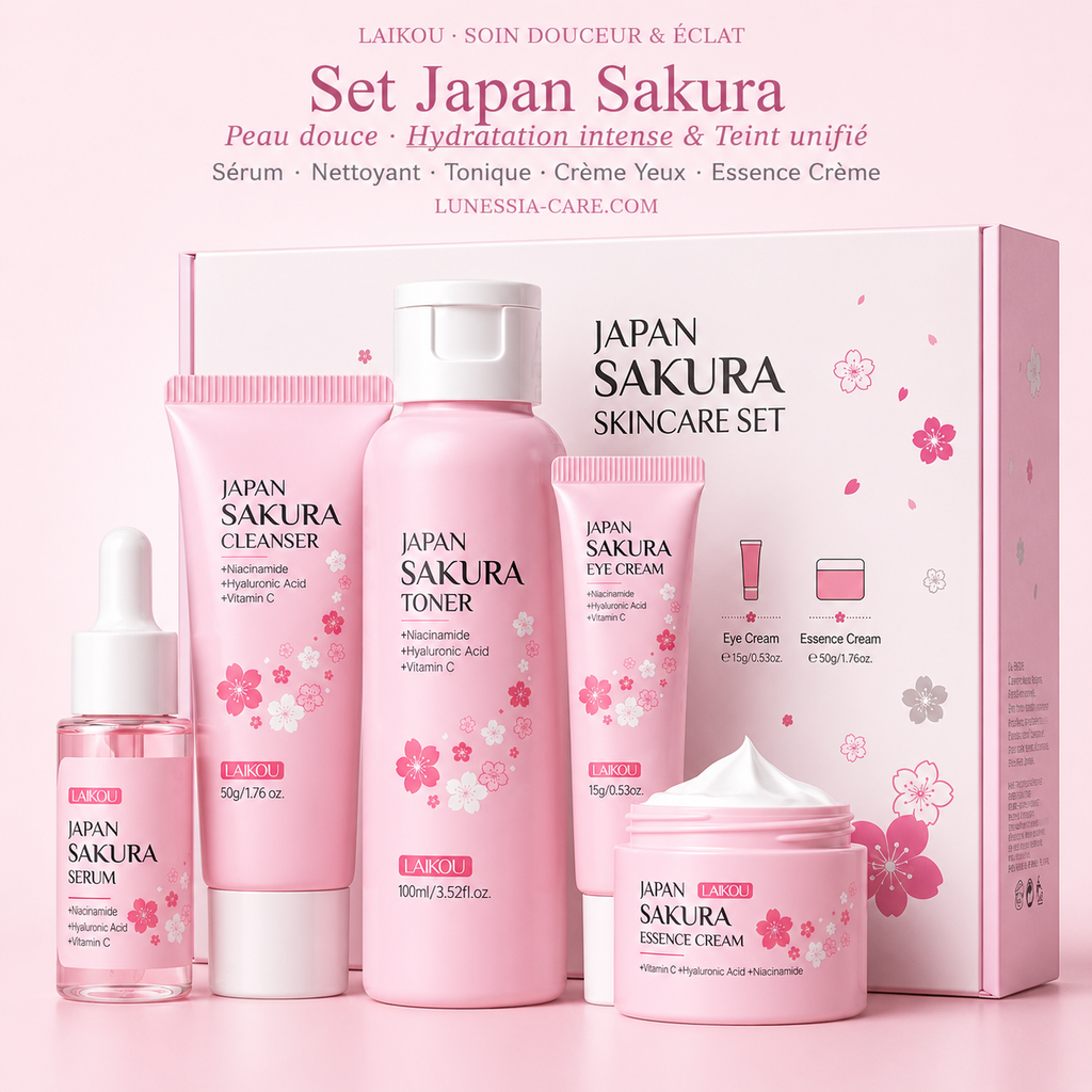Coffret Soin Visage Sakura Japonais — Routine Éclat & Hydratation 5 Soins