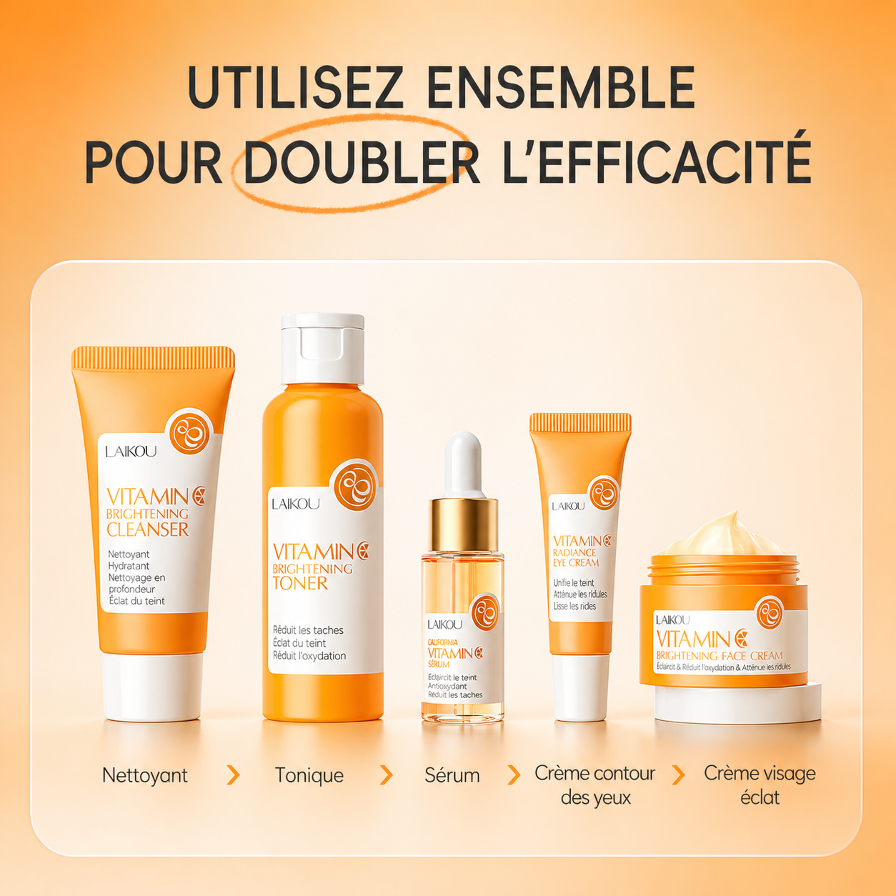 Coffret Éclat Vitamine C — Routine Anti-Taches & Teint Lumineux 5 Soins