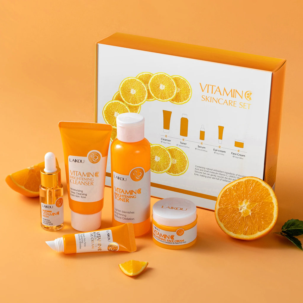 LAIKOU Coffret Soin du Visage Vitamine C Visage – Routine Complète Éclat & Hydratation (5 Pièces)