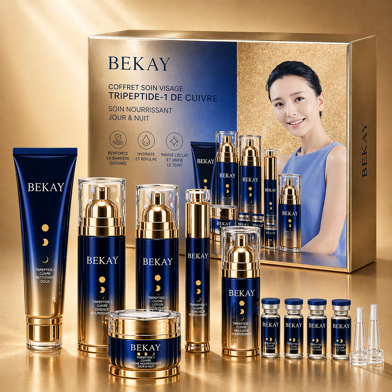 Coffret Anti-Âge Luxe — Tripeptide-1 de Cuivre, Routine Complète Jour & Nuit