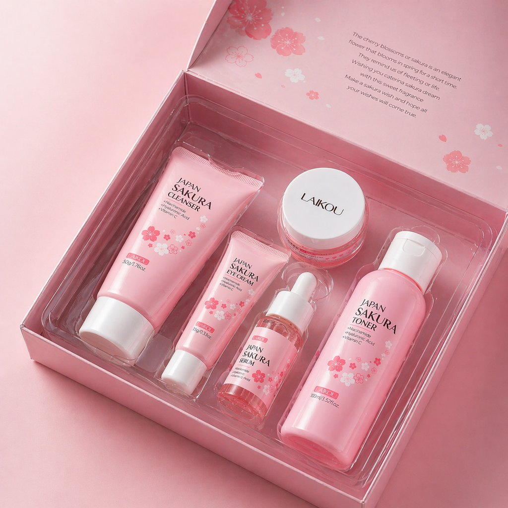 Coffret Soin Visage Sakura Japonais — Routine Éclat & Hydratation 5 Soins
